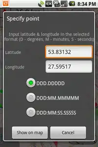 Mostra/Vai alle coordinate