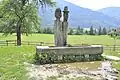 Decorative wooden fountain in Austria