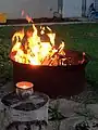 Fire pit in backyard