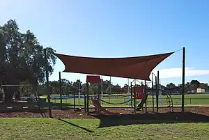 Roof covered with shade cloth