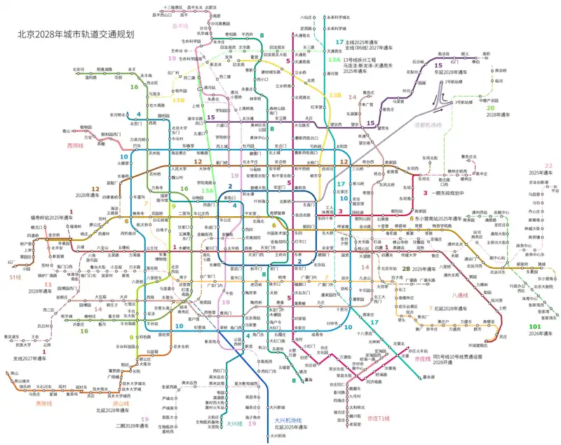 北京地铁2024年规划图