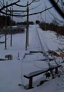 Praha-Vysočany, Česko. Bobová dráha Prosek, konec trati a výtah.