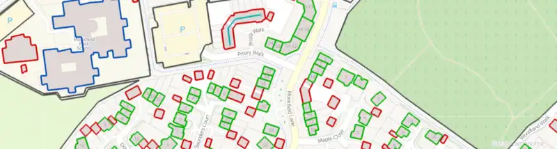 Buildings and addresses view of Cambourne in Cambridgeshire