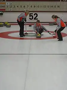 Claire Hamilton delivers a rock at the 2013 Manitoba Liquor & Lotteries Classic