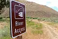Fishing access sign in Cottonwood Canyon State Park, U.S.A.
