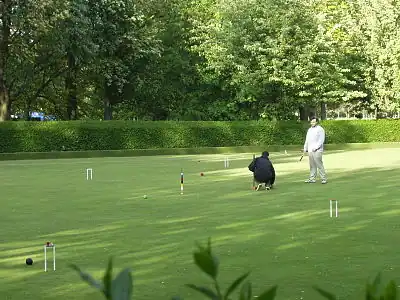 People playing croquet at a croquet club, Edinburgh Scotland