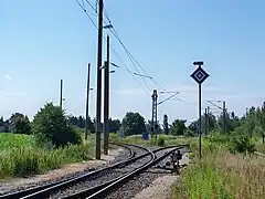 normal left switch, showing switch stand