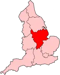 Region Highlighted on England Map