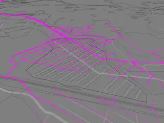 Tracks with real altitudes over the map (appear floating in the air because ground objects are currently at zero level)