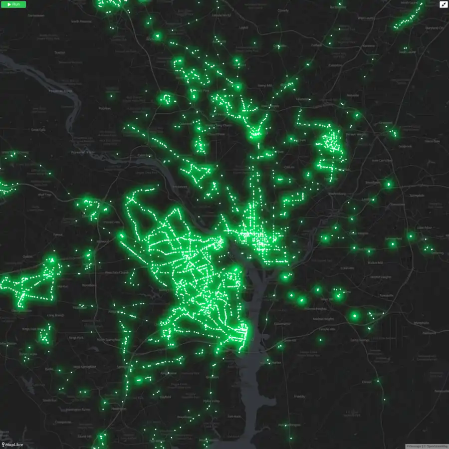 A stylized map of bus stops View Source
