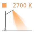 Illustration einer Straßenlampe mit einer Farbtemperatur von 2700 K.