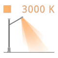 Illustration einer Straßenlampe mit einer Farbtemperatur von 3000 K.
