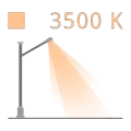 Illustration einer Straßenlampe mit einer Farbtemperatur von 3500 K.