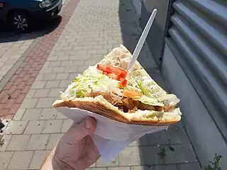 Kebab served as a sandwich