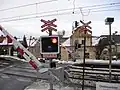 Level crossing in Czech Republic, the lower blue light blinks if the device is in operation