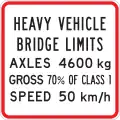 New Zealand:maxaxleload=4.6maxweight=9.2maxweight:conditional=9.2 @ (axles=2); 13.8 @ (axles=3); 18.2 @ (axles=4); 22.4 @ (axles=5); 25.2 @ (axles=6); 28 @ (axles=7); 30.8 @ (axles=8); 35 @ (axles=9)maxspeed:hgv=50
