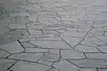 Crazy paving, combining a flat top with irregular shapes