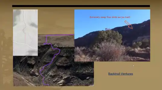 Trail marked along a steep scramble where no trail exists