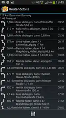 Routendetails für Navigation