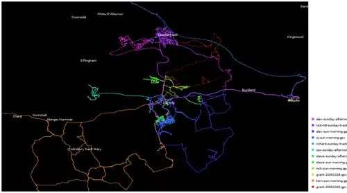 Surrey Hills (Sunday) - Black background - with city names
