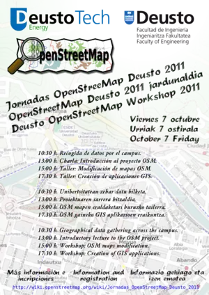 Póster de las Jornadas OpenStreetMap Deusto 2011.