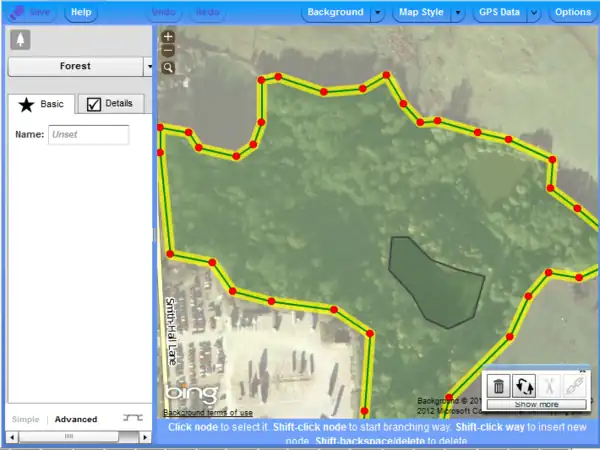 Klikněte na vnější cestu.
