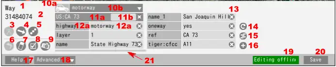 Potlatchの編集パネル (編集モード)