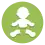 a simplistic white baby wearing a diaper on a green background