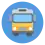 a yellow bus on a blue background