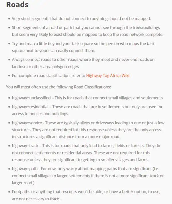 Beschreibung wie Straßen zu mappen sind
