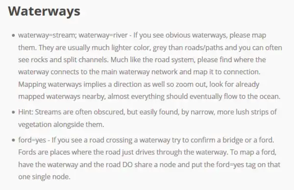 Beschreibung wie Wasserwege zu mappen sind