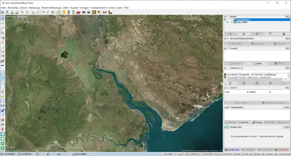 Bearbeitung der ausgewählten Kachel in JOSM