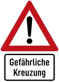 German sign no.101 warning with additional sign