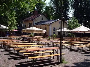 Restaurant and beer garden "Zum Flaucher" in Munich, Germany