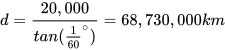 Hemispherical dome distance 1 arcminute.svg