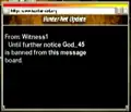 From: Witness1 - "Until further notice God_45 is banned from this message board.