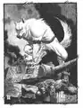 Silver Fang destroying an armored vehicle during WW II.